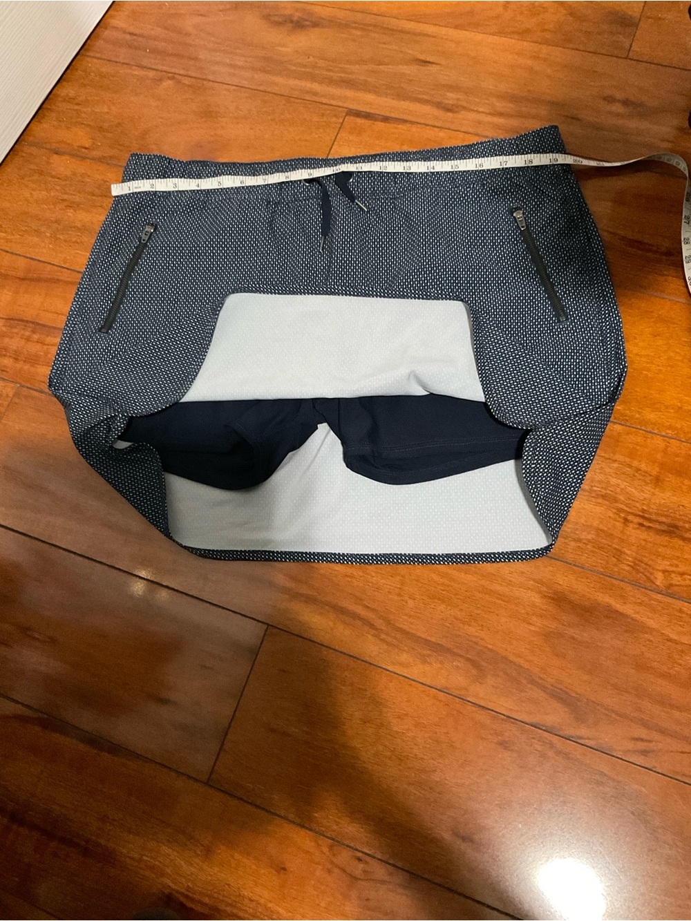 Athleta Navy Microdot Skort with Black Inner Shorts